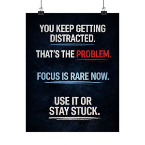 Distraction Is the Problem Poster, Focus Quote Wall Art, Motivational Poster, Mindset Decor, Productivity Print