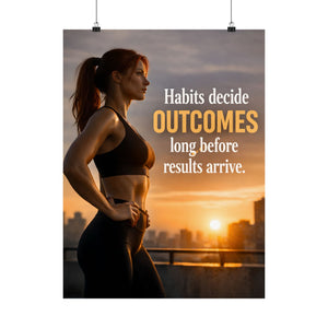 Habits Decide Outcomes Poster - Motivational Quote Wall Art, Discipline Mindset Decor, Gym & Office Inspiration Print