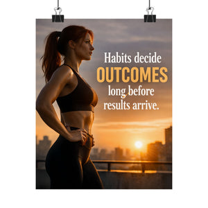 Habits Decide Outcomes Poster - Motivational Quote Wall Art, Discipline Mindset Decor, Gym & Office Inspiration Print