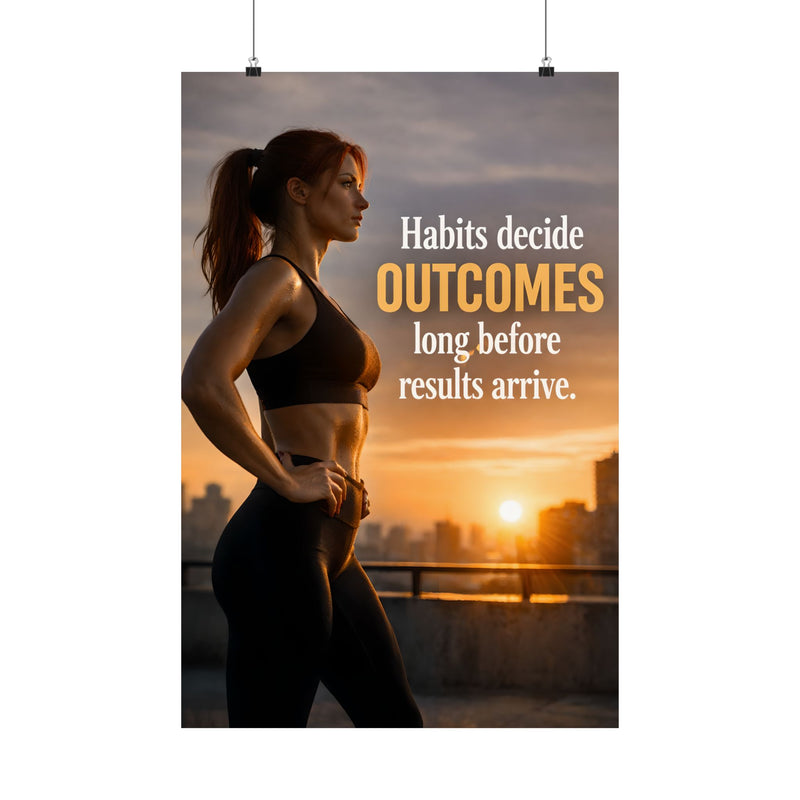Habits Decide Outcomes Poster - Motivational Quote Wall Art, Discipline Mindset Decor, Gym & Office Inspiration Print