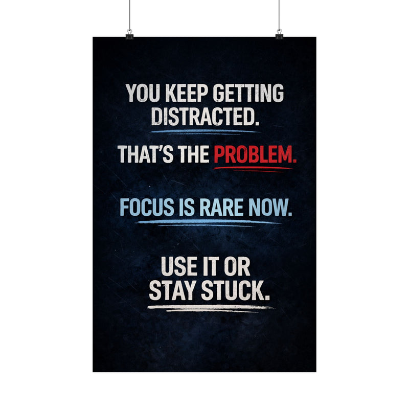 Distraction Is the Problem Poster, Focus Quote Wall Art, Motivational Poster, Mindset Decor, Productivity Print