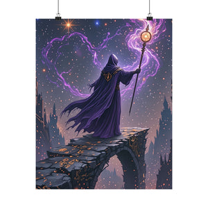 Arcane Summit Wizard Poster | Purple Magic Fantasy Wall Art