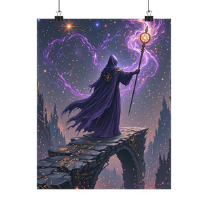 Arcane Summit Wizard Poster | Purple Magic Fantasy Wall Art