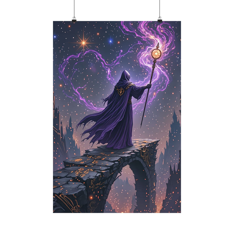 Arcane Summit Wizard Poster | Purple Magic Fantasy Wall Art