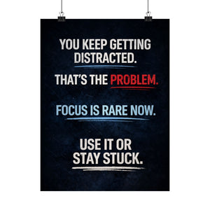 Distraction Is the Problem Poster, Focus Quote Wall Art, Motivational Poster, Mindset Decor, Productivity Print