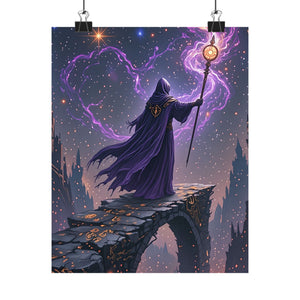Arcane Summit Wizard Poster | Purple Magic Fantasy Wall Art