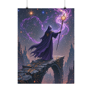 Arcane Summit Wizard Poster | Purple Magic Fantasy Wall Art