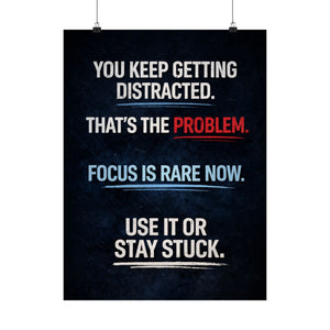 Distraction Is the Problem Poster, Focus Quote Wall Art, Motivational Poster, Mindset Decor, Productivity Print