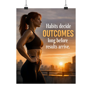 Habits Decide Outcomes Poster - Motivational Quote Wall Art, Discipline Mindset Decor, Gym & Office Inspiration Print