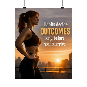 Habits Decide Outcomes Poster - Motivational Quote Wall Art, Discipline Mindset Decor, Gym & Office Inspiration Print