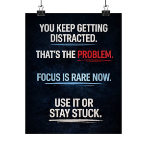 Distraction Is the Problem Poster, Focus Quote Wall Art, Motivational Poster, Mindset Decor, Productivity Print